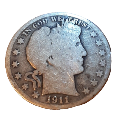 1911年バーバー・ハーフダラー銀貨。 ½ Half Dollar Barber 90% Silver U.S Coin 1911 P Philadelphia Mint