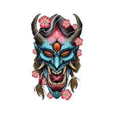 Japan Blue Three Eye Devil Oni Decal Sticker