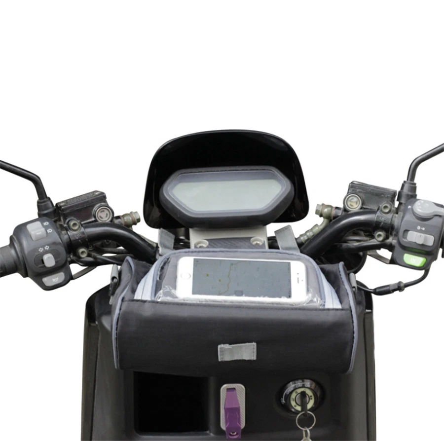 Bolsa de manillar de motocicleta impermeable horquilla delantera almacenamiento teléfono inteligente bolsillo Foto 4 de 4