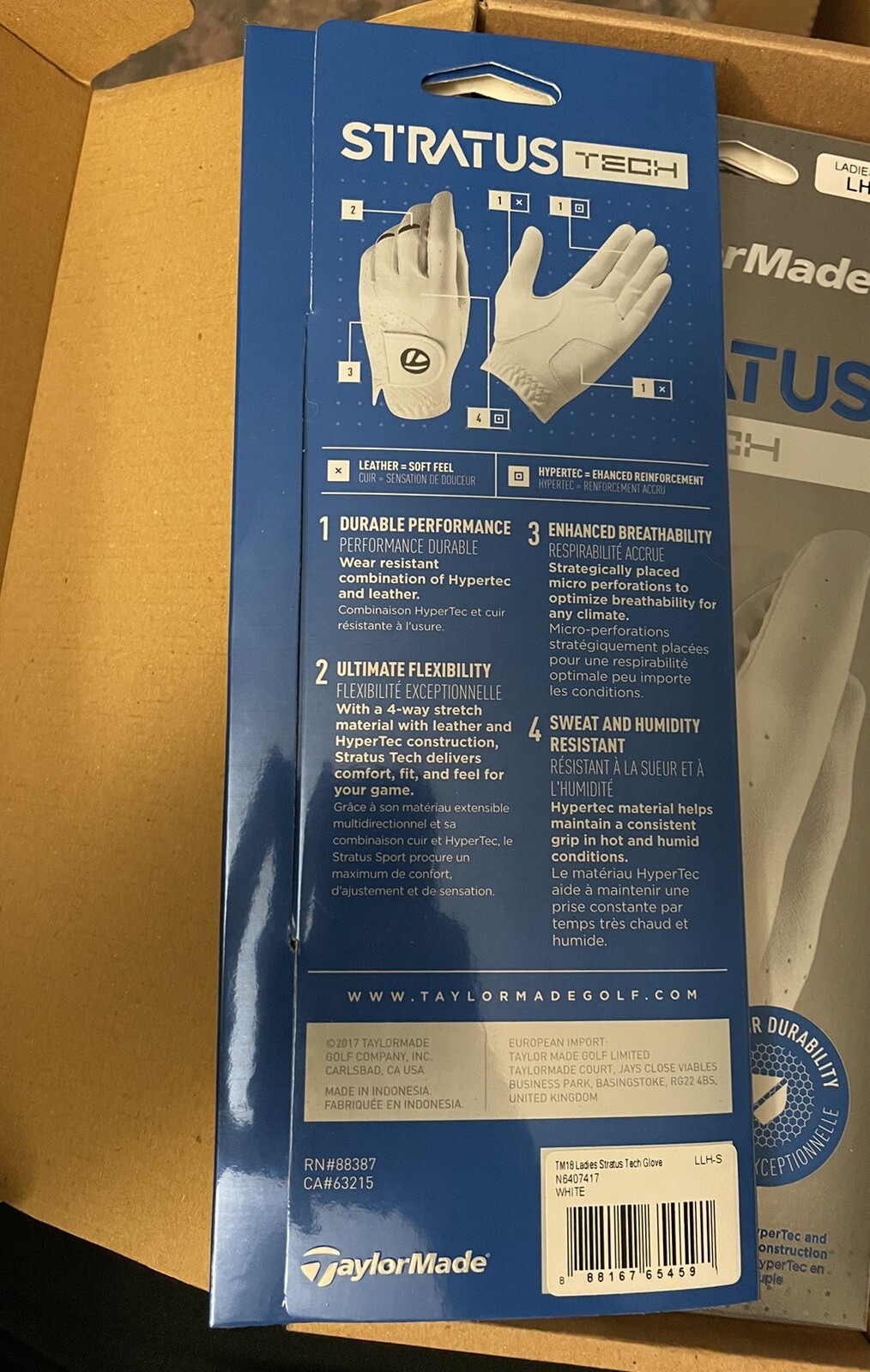 Taylormade Stratus Tech Women&rsquo;s Left Hand Golf Glove Size S White HyperTec