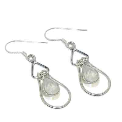 Verführerische weiße Topas Ohrringe massiv 925 Sterlingsilber Schmuck; perfektes Geschenk UK