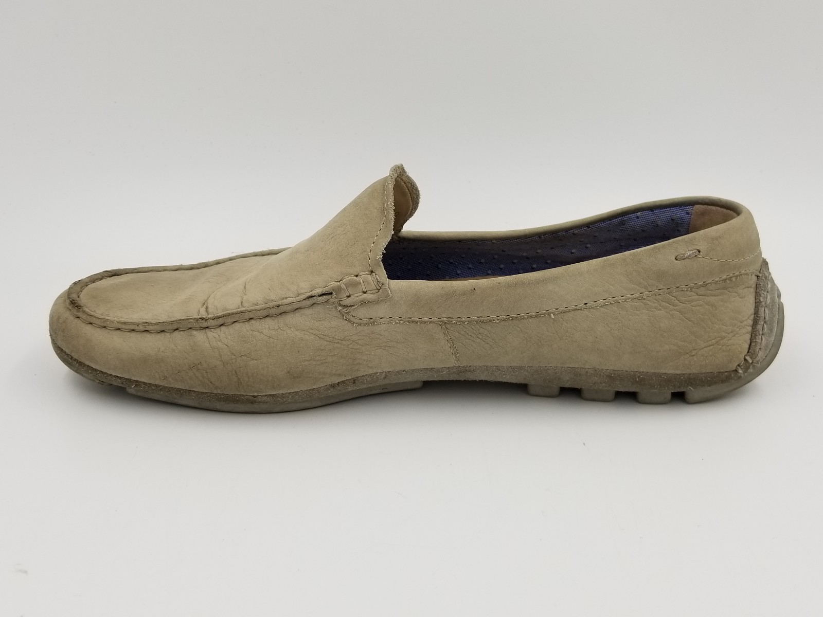 Mens ECCO Off White Leather Driving Loafers Shoes Siz… Gem