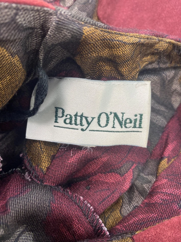 Maxi Vestido De Colección Patty ONeil Para Mujer Pequeño Floral Gamuza Borde Lagenlook Cottage Años 80 Foto 3 de 4