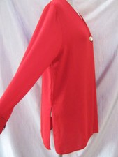 Vintage Richards Semi Sheer Long Red Shirt Blouse Layer Jacket Coat Cardigan 12