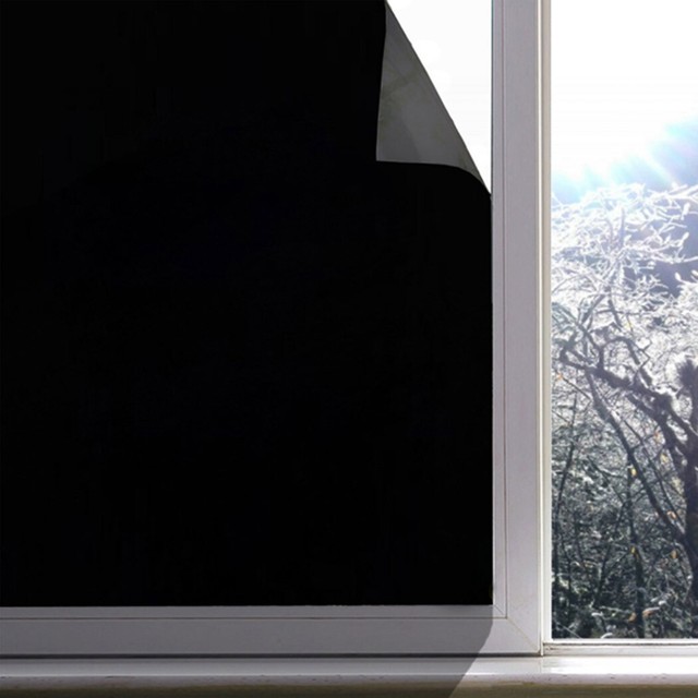 Blackout Static Cling Window Film, Light Blocking Black Frosted Window