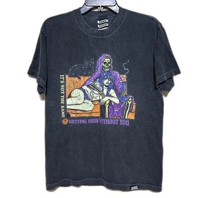 Broken Promises Graphic T-Shirt Getting High Without You Medium Faded Black Wash