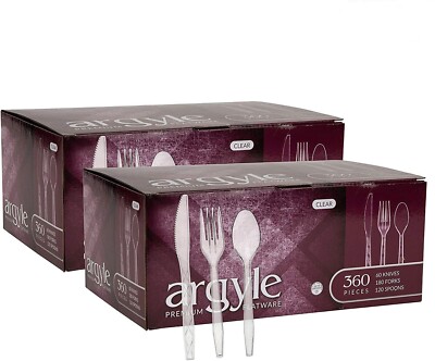 Argyle Premium Simcha Collection Flatware Disposable Fancy High Quality 360 PCS