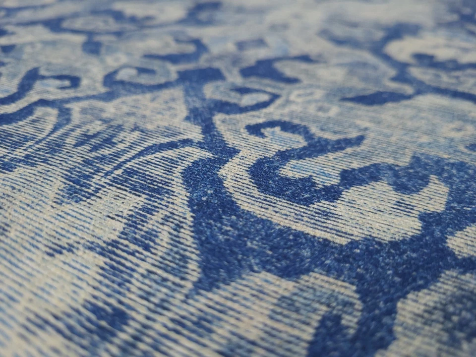 BOLSO ALFOMBRA P Kaufmann Indigo Azul Floral Damasco Estampado Cortinas Tela Uph Foto 3 de 4