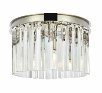 Bathroom Bedroom Flush Mount Light Polished Nickel Kitchen Crystal Lighting 16''
