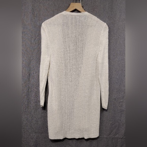Talbots 100% Linen Open Front Cardigan Sweater Women's M White