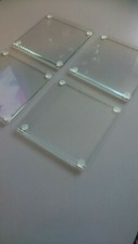 4mm Thick tempered Glass Coasters Set Of 6 with protective bumpons on corners 