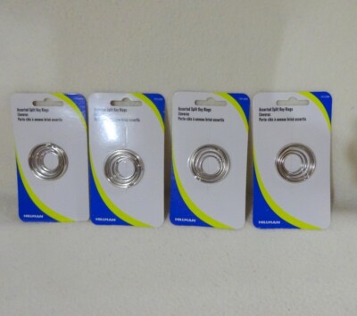 4 pk Hillman Assorted Split Key Rings #701288-3/4 ,1 , 1 ¼ , 1 ½ -Tempered Steel
