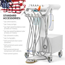 Portable Dental Delivery Unit  Air Compressor Syring Suction Mobile Cart