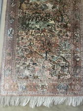 YILONG CHINESE HAND KNOTTED FINE SILK PICTORIAL RUG Approximate  900 KPSI 