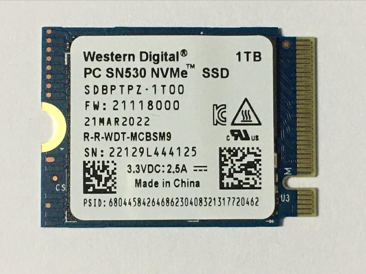 WD PC SN530 1TB M.2 2230 SSD NVMe PCIe For Microsoft Surface Pro X