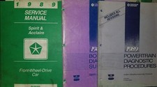 Lot de 3 manuels d'entretien d'atelier Chrysler Dodge Spirit Acclaim 1989