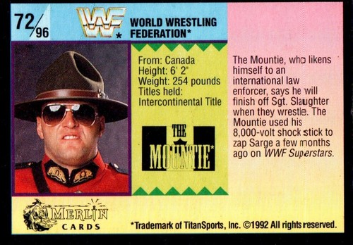 WWF WWE Merlin 1992 Part 1 (Black) Wrestling Trading Cards (summerSlam) Pick One - Picture 141 of 189