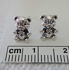 Sterling Silver TINY 10x7mm Teddy Bear Stud Studs Earrings Very Detailed 