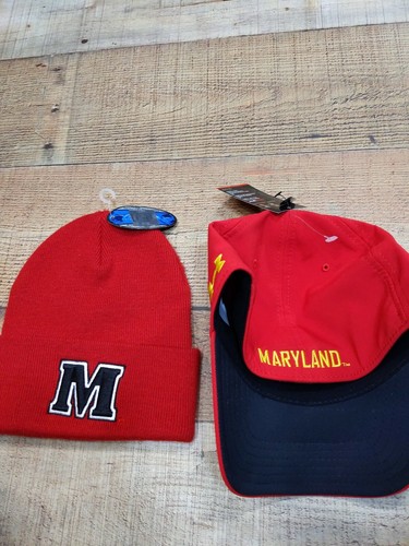 4NEW Under Armour Flex Fitted Hat - Maryland Terrapins Red Terrapin + beanie NEW - Picture 2 of 7