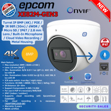 Epcom Xe82m-gen3 8mp 4k Turret Ip Camera Poe Ir 30m Built In Mic Ip67 2.8mm Lens