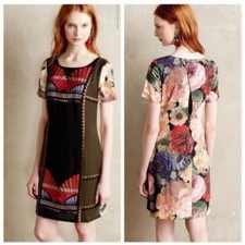 Ranna Gill Anthropologie 4 Embroidered Dress Contrast Back & Sleeves