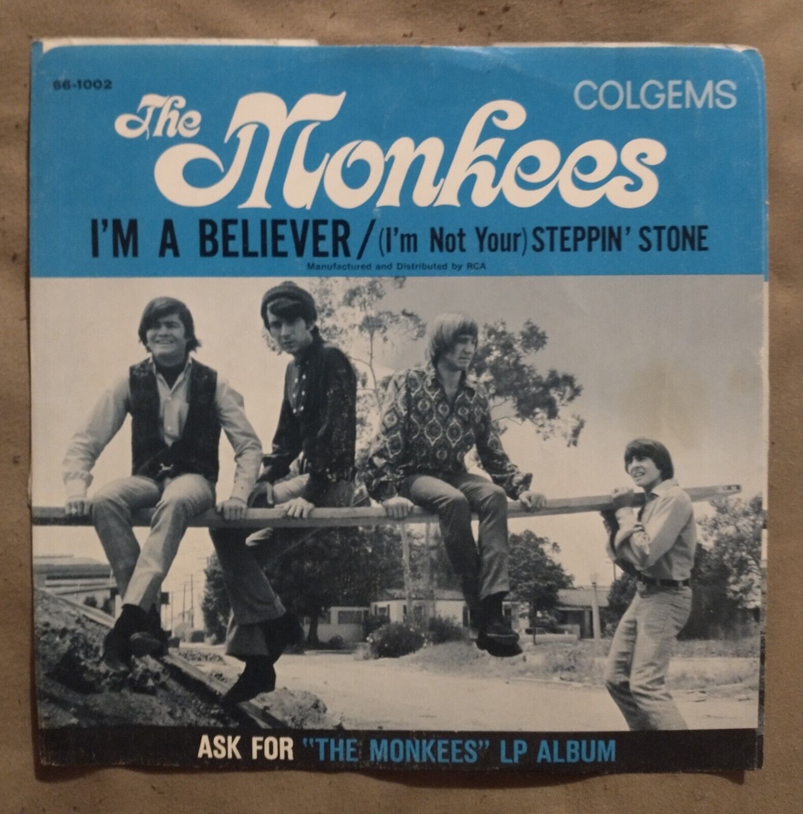 The Monkees "I'm A Believer/Stepping Stone" 45rpm And Sleeve Colgems Records VG+