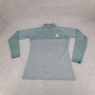 Oregon Ducks Womens Medium 8/10 Green Gray Side Zip Long Sleeve NCAA Ladies 1309