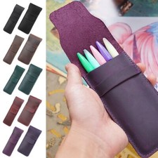 Genuine Leather Brown Fountain Pen Pouch Handmade Pencil Holder  Office
