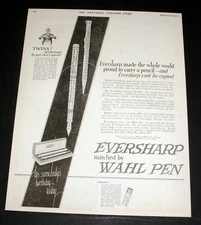 1923 OLD MAGAZINE PRINT AD, EVERSHARP WAHL PEN & PENCIL SET, SOMEBODYS BIRTHDAY!