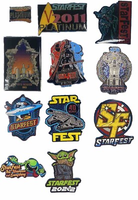 FULL SET 2010-22 Starfest Star Trek Star Wars Convention Exclusive Platinum Pins