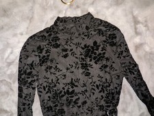 Shein Black Floral Leotard Body Suit Size M U.S. 6