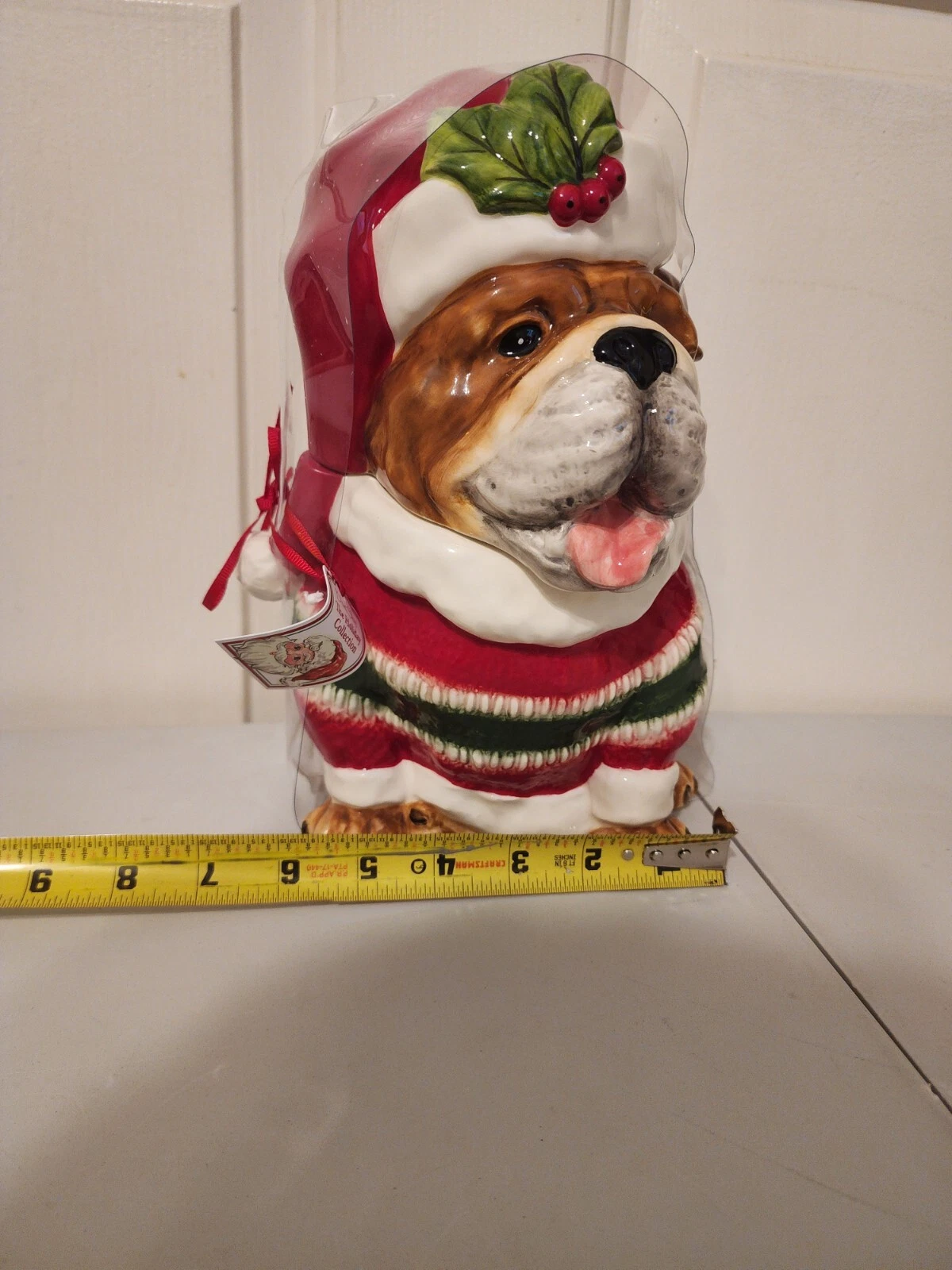 Blue Sky Clayworks Santa Bulldog Cookie Jar