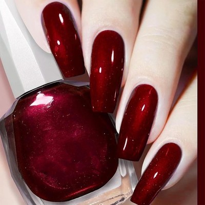 12Ml Wine Red Nail Polish, Burgundy Quick Dry Nail Lacquer, Super Lustrous Nail