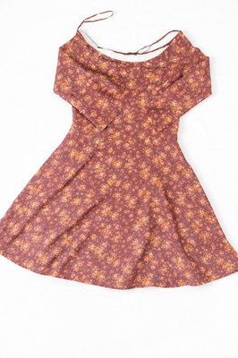 Damen Kleid TERRANOVA Größe L Bordeaux Paisley Muster Blumen Kurz