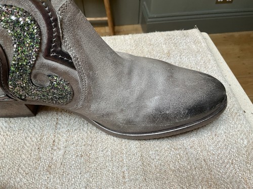 Russell & Bromley metallic CIRQUE leather Western Gaucho ankle boots 39 EU 6 UK - Picture 17 of 23