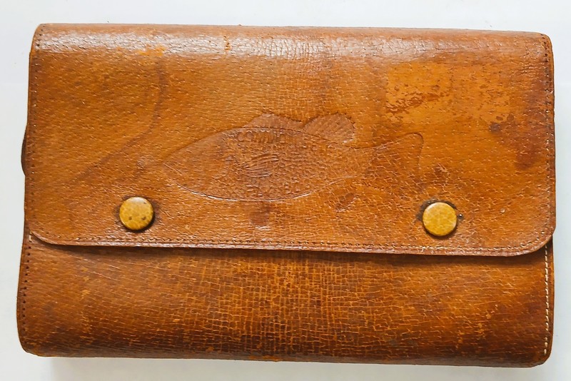 Vintage Leather Fly Fishing Wallet Pouch with Contents