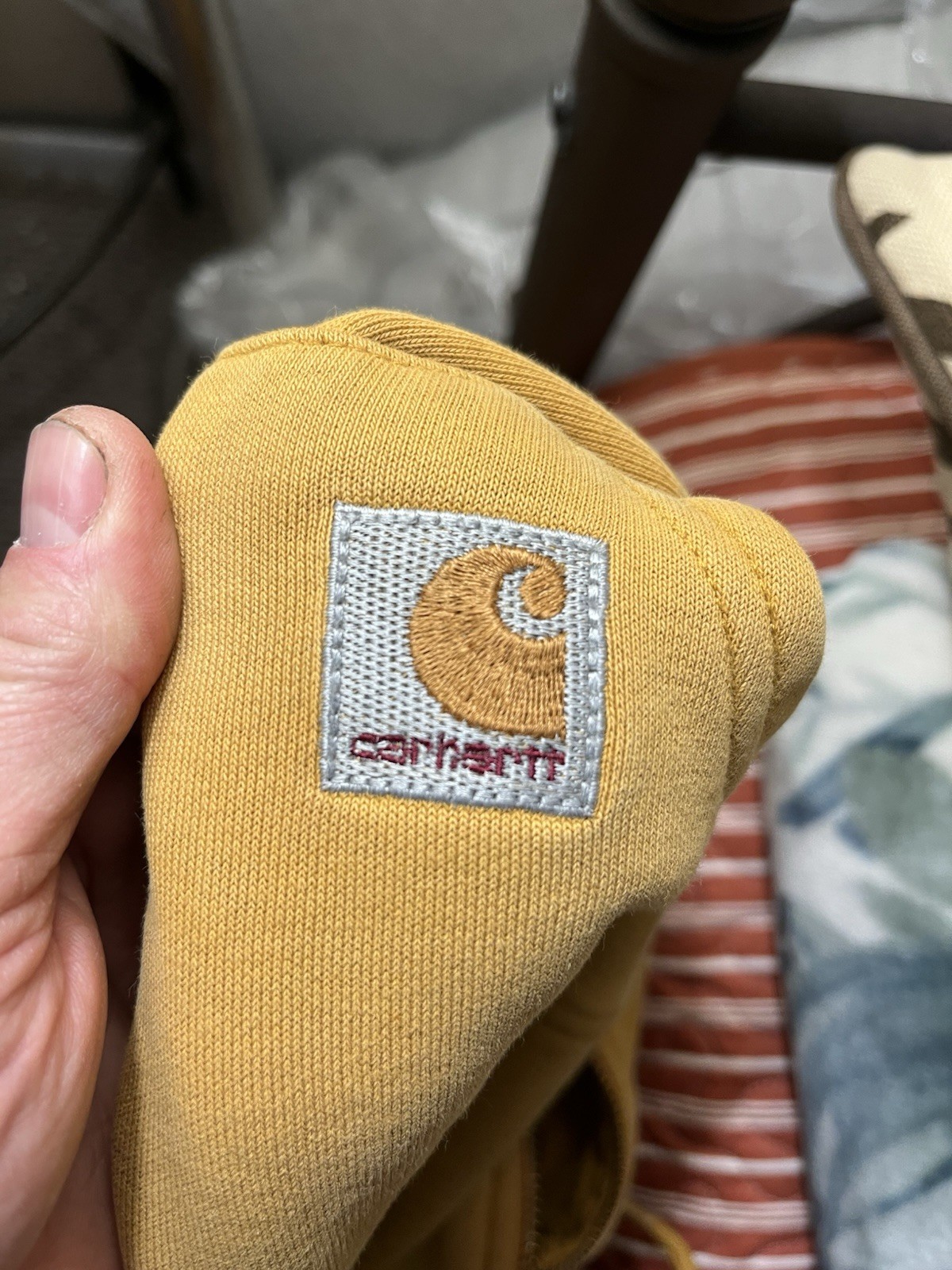 Vintage 90s Carhartt Rare Gold Hoodie Size Large K217 With Embroidered LOGO !
