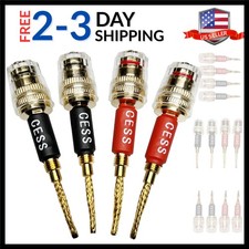 CESS-220 Pin Banana Plug to 4mm Female Banana Jack/Speaker Wire, 4 Pack Braid...