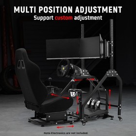 Dardoo Racing Simulator Cockpit With Seat & Triple Monitor Stand Fits Logitech