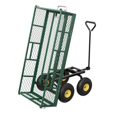 900 LBS Garden Dump Cart with Removable Sidewalls, Heavy Duty Steel Dump Wago...