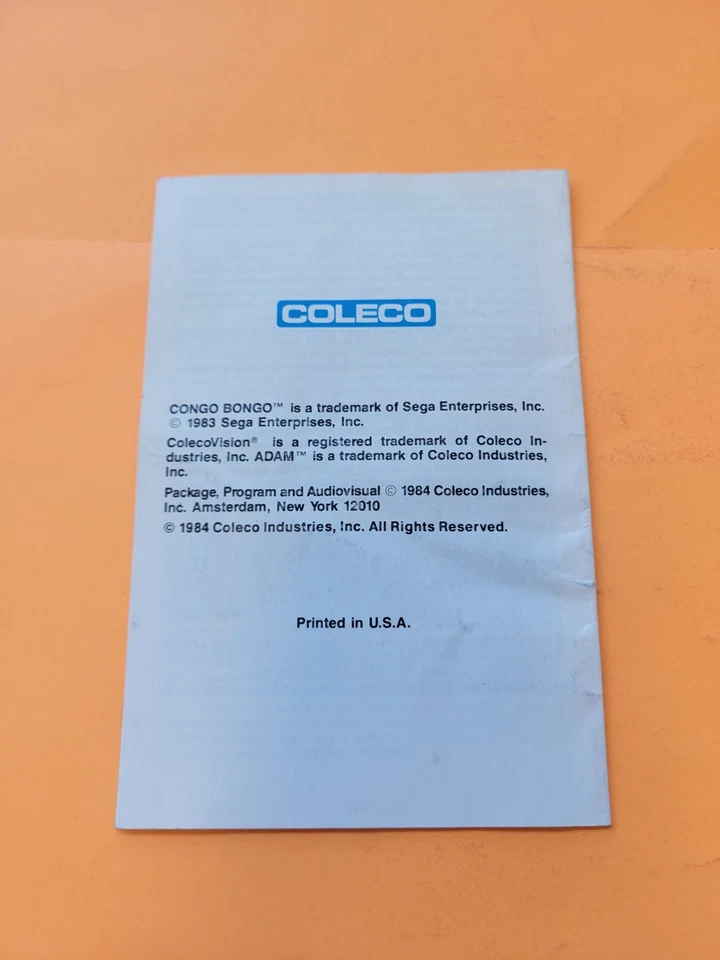 Congo Bongo ColecoVision Adams MANUAL ONLY  - Image 2 of 2