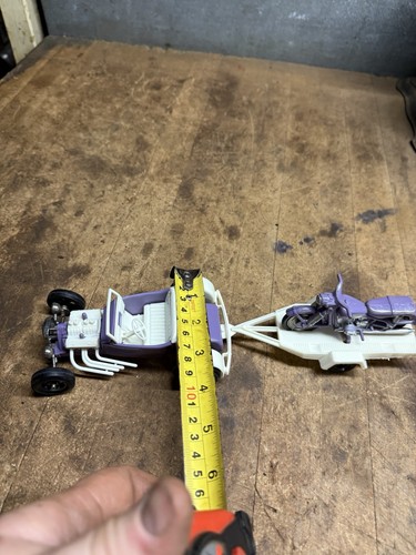 Rare Hubley Mighty Mite Road M Track Purple Roadster Car Motorcycle Trailer USA - Picture 17 of 17
