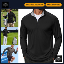 Lightweight Men's Quarter Zip Pullover Golf Sweatshirt, Mock Neck, Casual Top