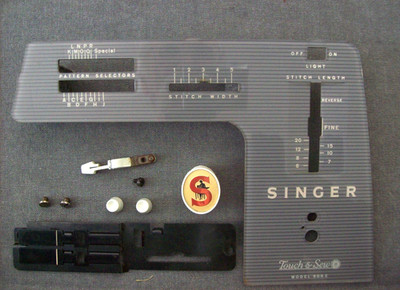 Singer 600E Sewing Machine Front Face Cover Plate Panel, Knobs, & Misc. Parts.