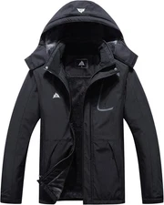 MOERDENG Women's Waterproof Ski Jacket Warm Winter Coat Outdoor Medium, Black 