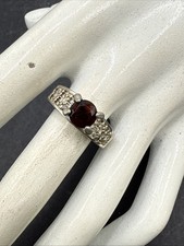    Stunning Sterling Silver Garnet With CZ Ring Size 9 1 