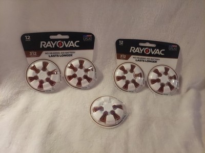 Hearing Aid Batteries- RAYOVAC   (2-12-Packs,1 open 4 pack ) Sz 312  (28-total)