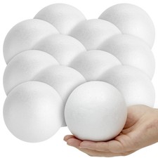 12-Pack Foam Balls Round Polystyrene Balls for Art Craft DIY, White, 4" Diameter