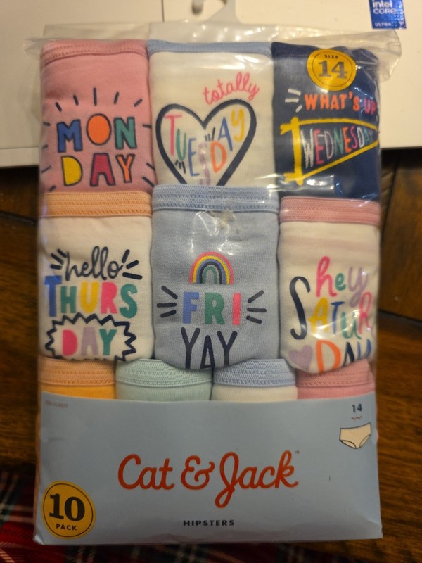 NEW Cat & Jack Little Girl's Size 14 Hipsters Underwear 10pk
