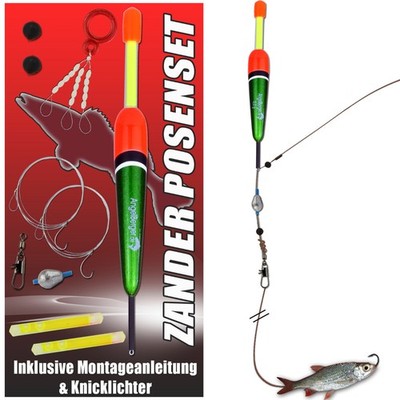 Angel Berger Zander Posen Set Köderfischmontage mit Knicklicht Ready2Fish Ang...